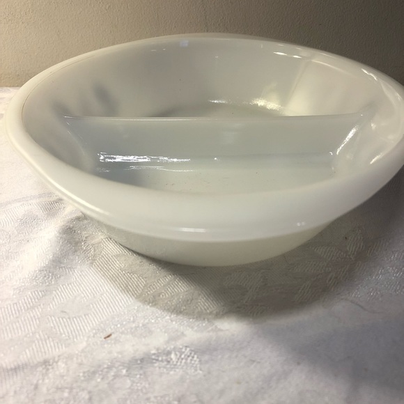 Vintage Milk Glass blue floral divided dish - Picture 7 of 9